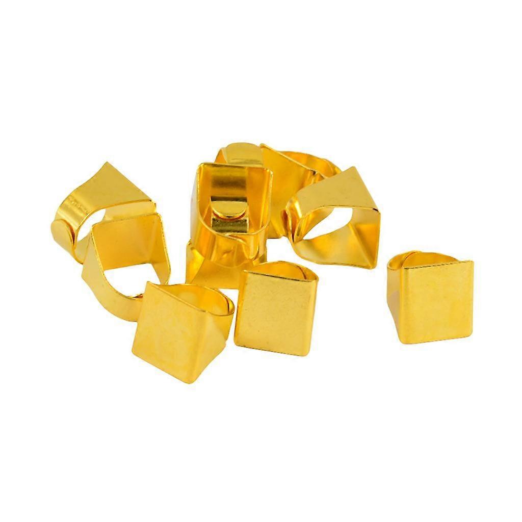 Adjustable Solid Brass Ring Blanks Bases Findings with Rectangle Pads 0.87x0.75