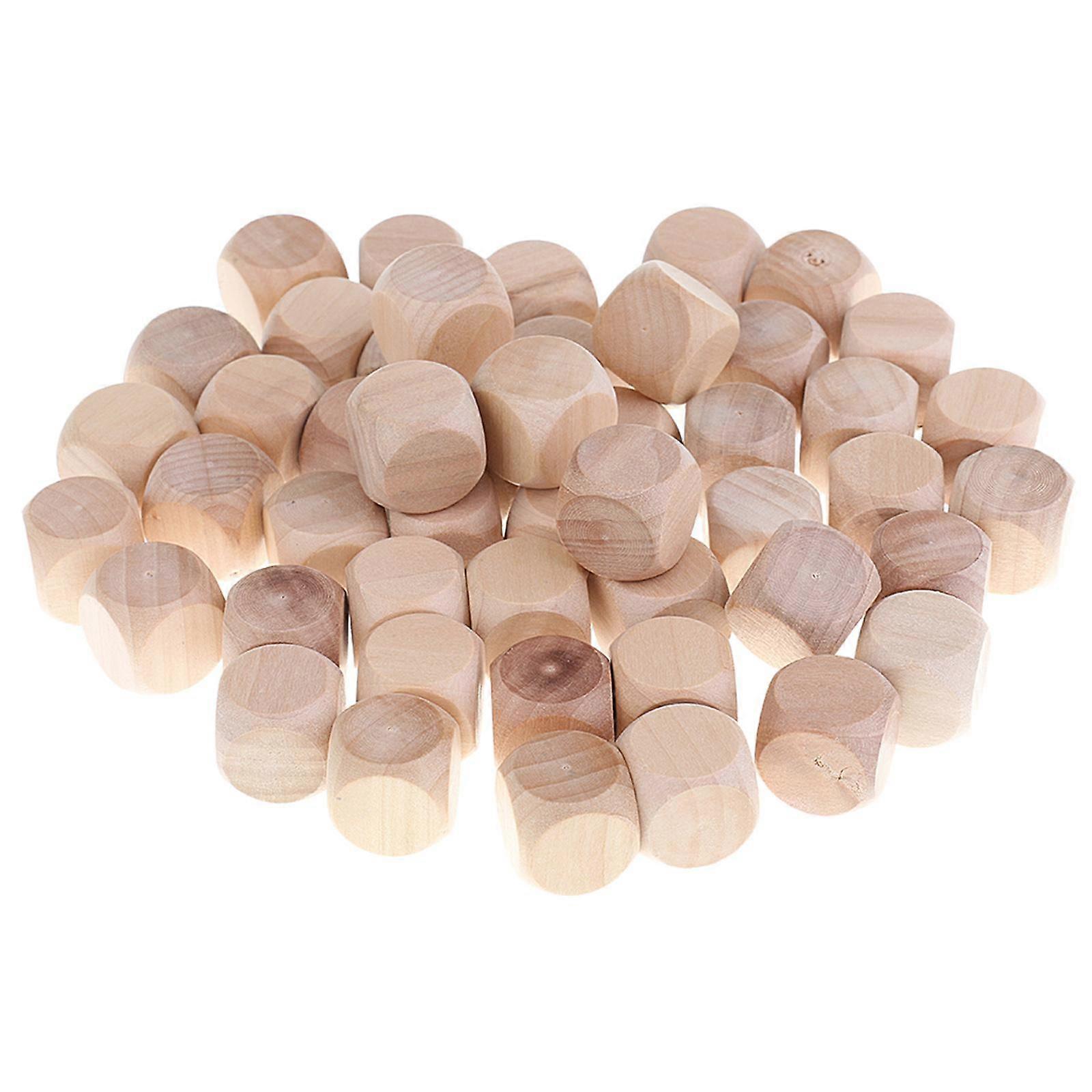 50pcs Wooden D6 DIY Rounded Corner Dice Set for Board Card Game Props 2cm