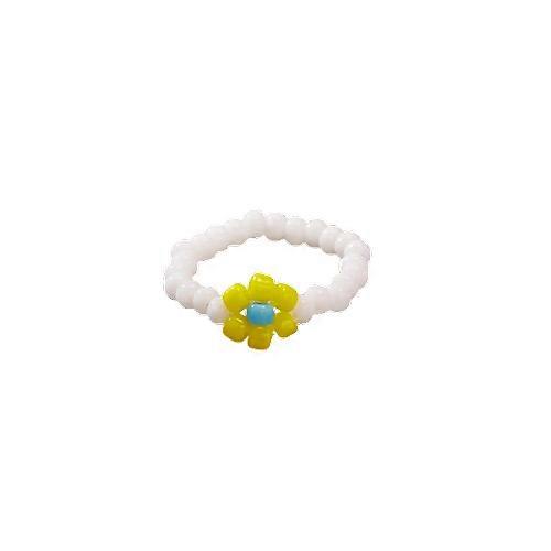 Korean Ins Multicolor Flower Handmade Beaded Rings For Women Girls Fresh Style Romantic Cute Finger Rings Jewelry No Size