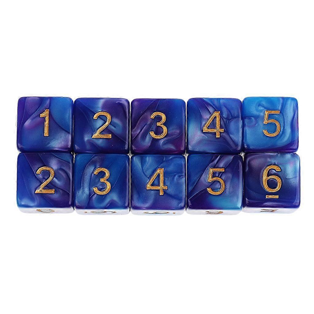 10PCS D6 Polyhedral Dice Bundle for DND Party Game Prop