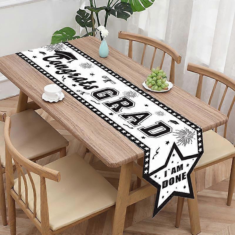 1PC Party Decor Table Decor Polyester Tablecloth Happy Graduation Graduation Theme Table Runner