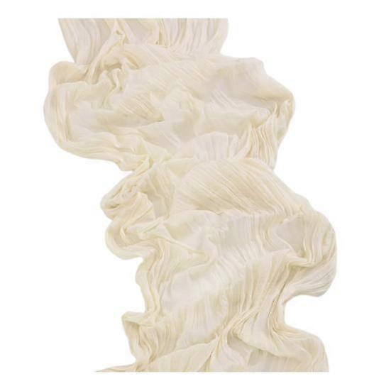 Wedding Party Table Runner Gauze Bohemian Style Pleated Solid Color Stain-Proof Reusable Table Protection Decoration Prom Banquet Table Runner