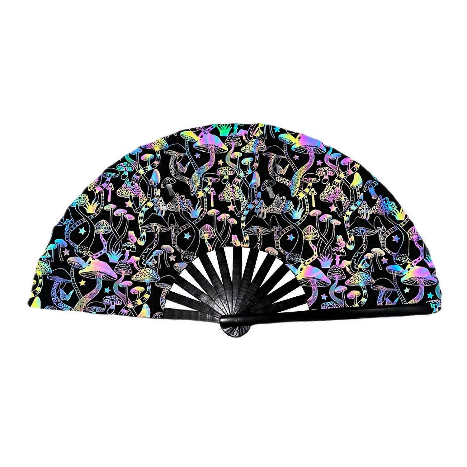 Portable Folding Fan Holographic Handheld Fan Iridescent Summer Cooling Fan Decoration Dance
