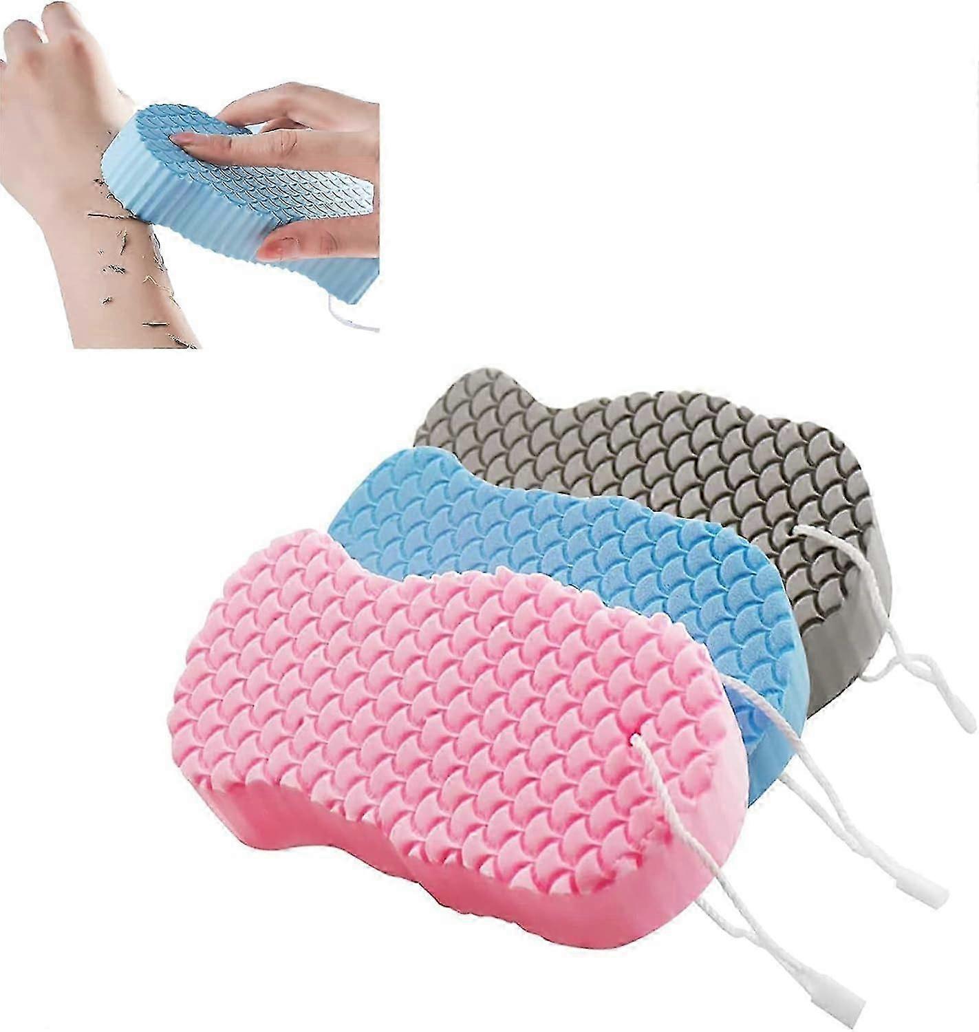 Super Soft Exfoliating Shower Sponge, Super Soft 3D Exfoliating Shower Sponge, Body Exfoliating Shower Sponge, Pack of 3