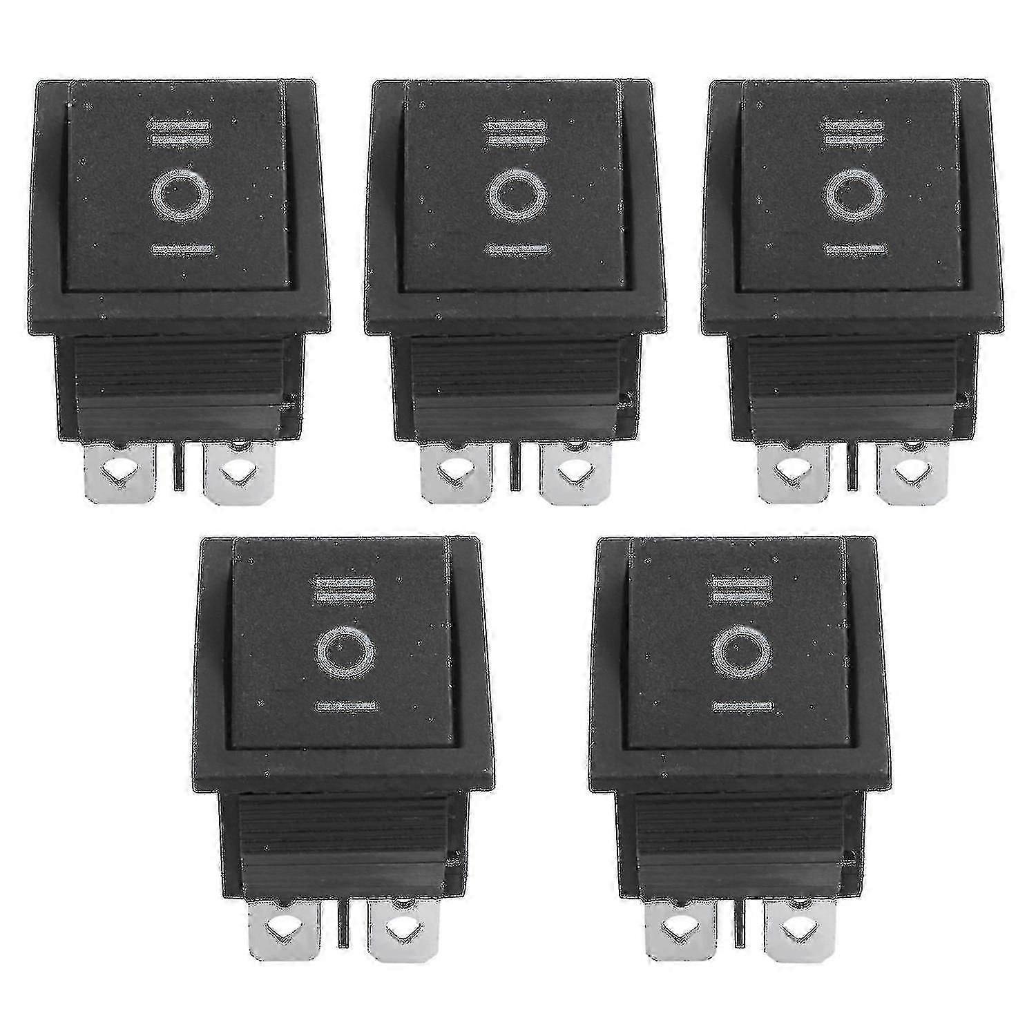 5 Pcs 6 Pin Dpdt Black Button On/off/on Rocker Switch