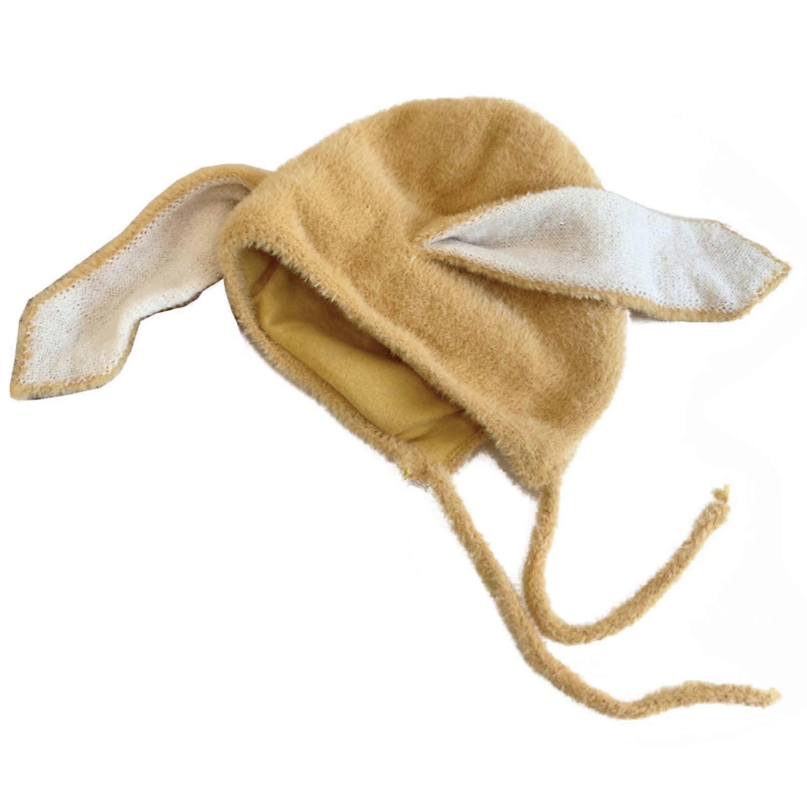 Cappello invernale per neonati con paraorecchie e orecchie da coniglio, per bambini piccoli, mantiene le loro piccole teste calde e comode in inverno, giallo resistente.