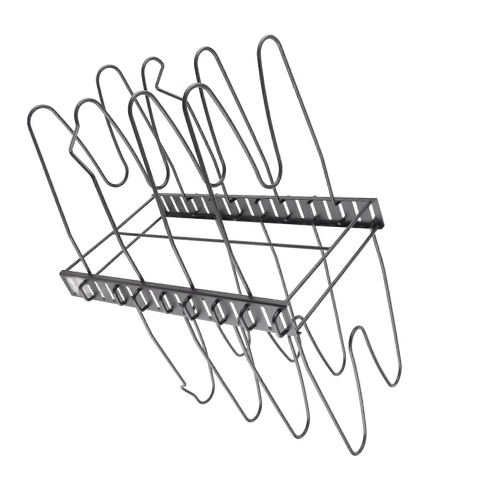 Adjustable Iron Wire Pot Lid Rack Organizer 38x21 cm Black