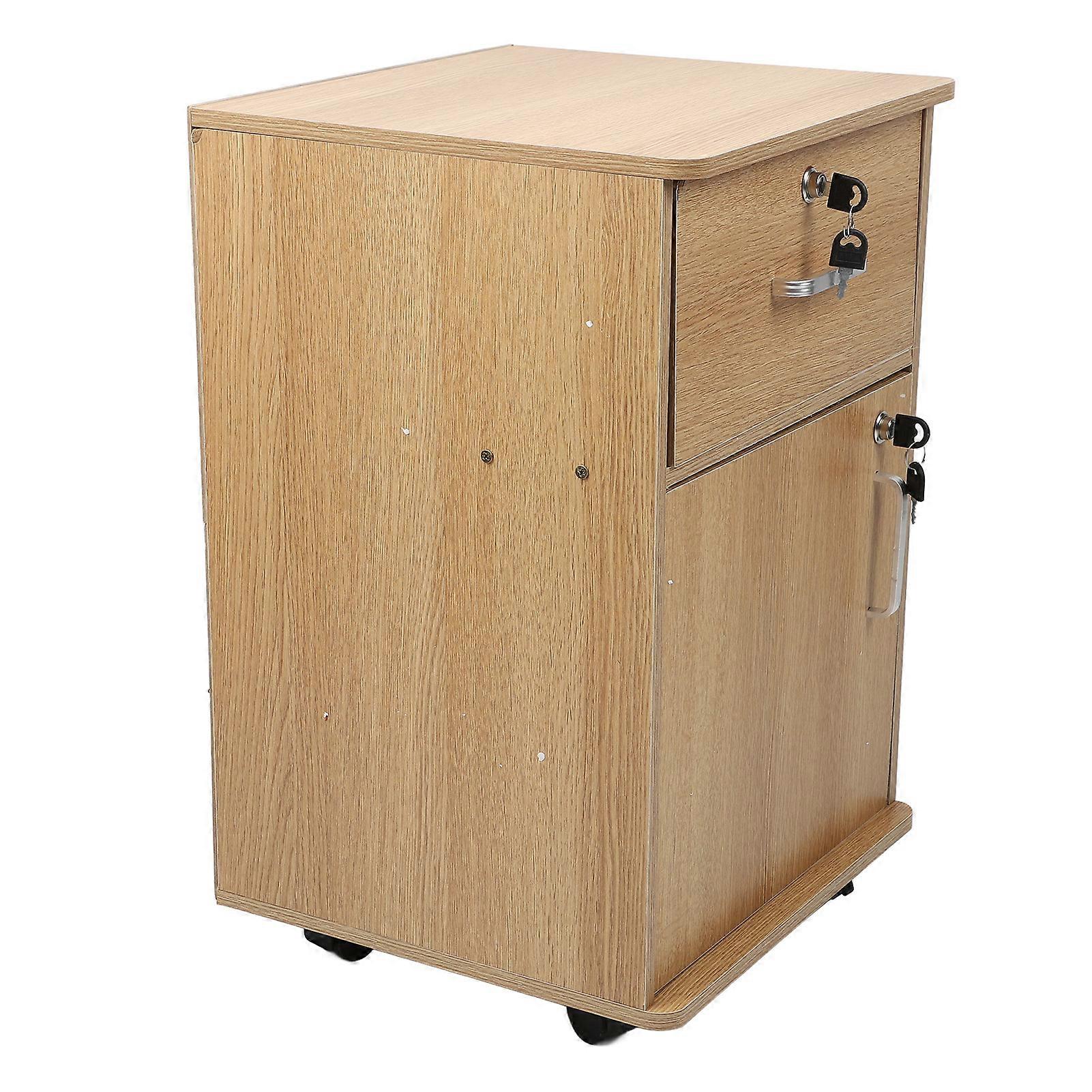 Mobile File Cabinet Multiple Drawers Sturdy Under Desk Rolling File Cabinet with Locks Wheels for Home Office Oak Color 