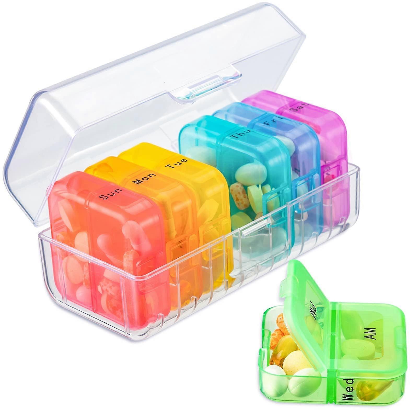 Weekly 7 Day Pill Organizer Daily Am Pm for Travel and Daily Use