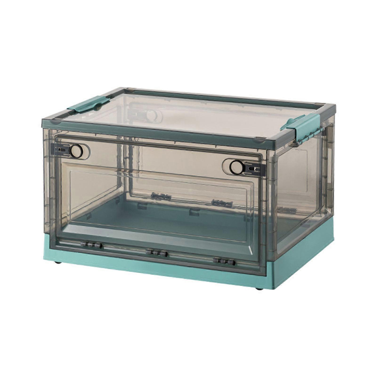 Folding Storage Box Clear Stackable Large Capacity Toy Storage Containers with Wheels for Home Tawny