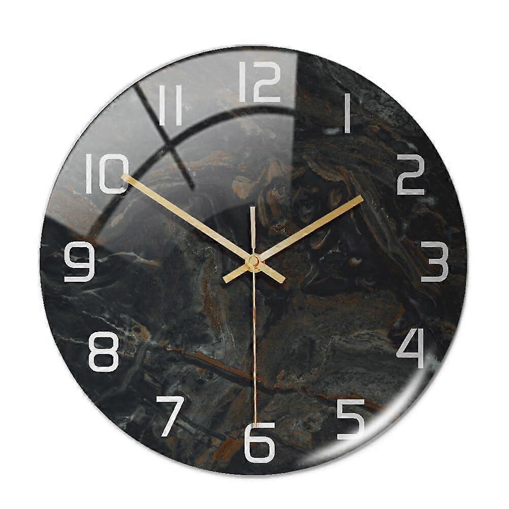 Marble Round Wall Clock,Marble Patterned Battery Operated Non-Ticking Silent Modern Wall Clock for Home/Office -11.8inch/30cm