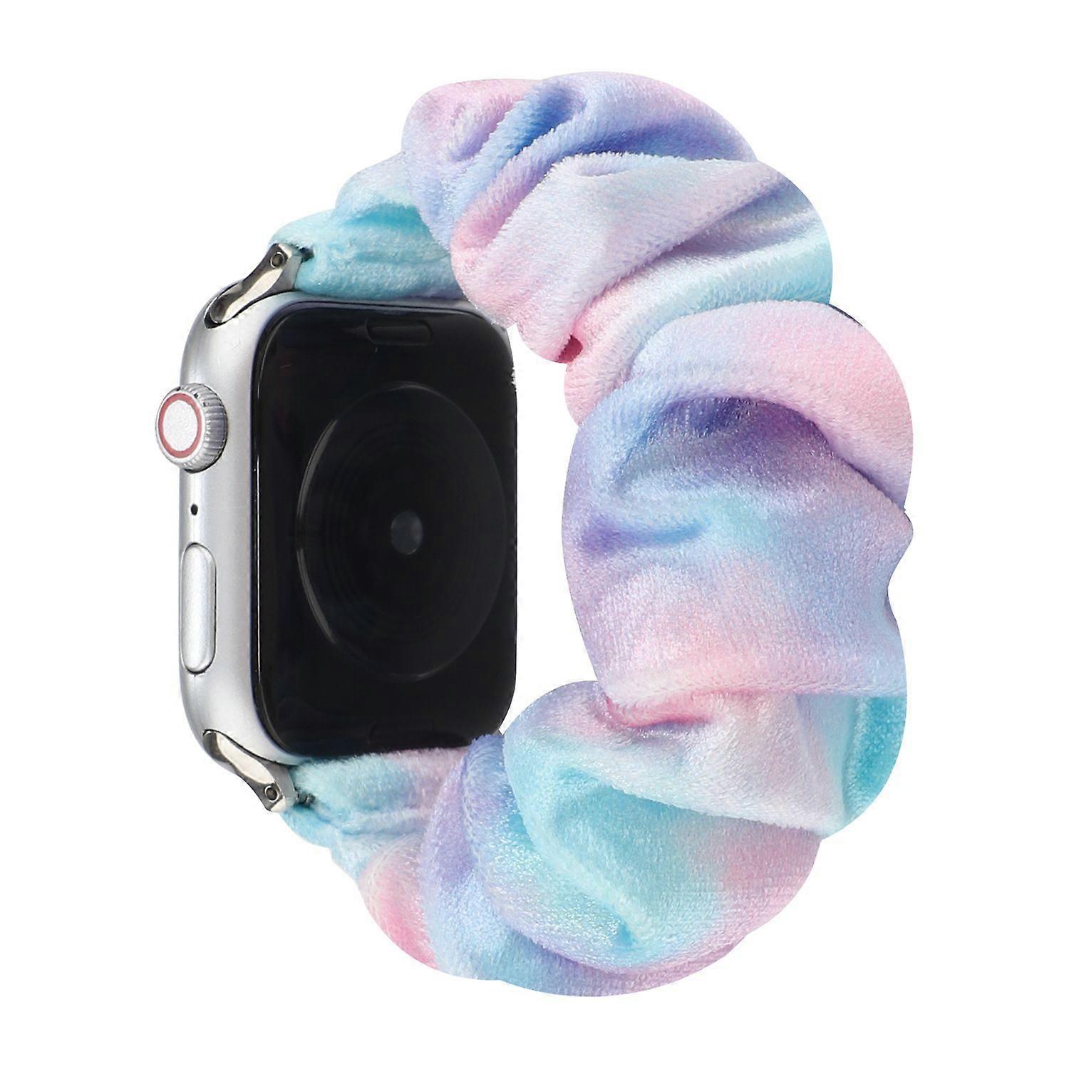 Scrunchie Strap for Apple Watch Bands - Printed Fabric Bracelet Strap for Women and Girls - Elastic Watch Band Compatible with Apple iWatch Series 8,7