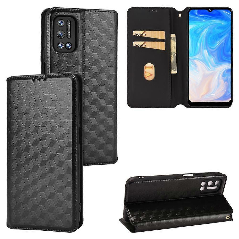Cubic Grid Texture Flip Leather Phone Case