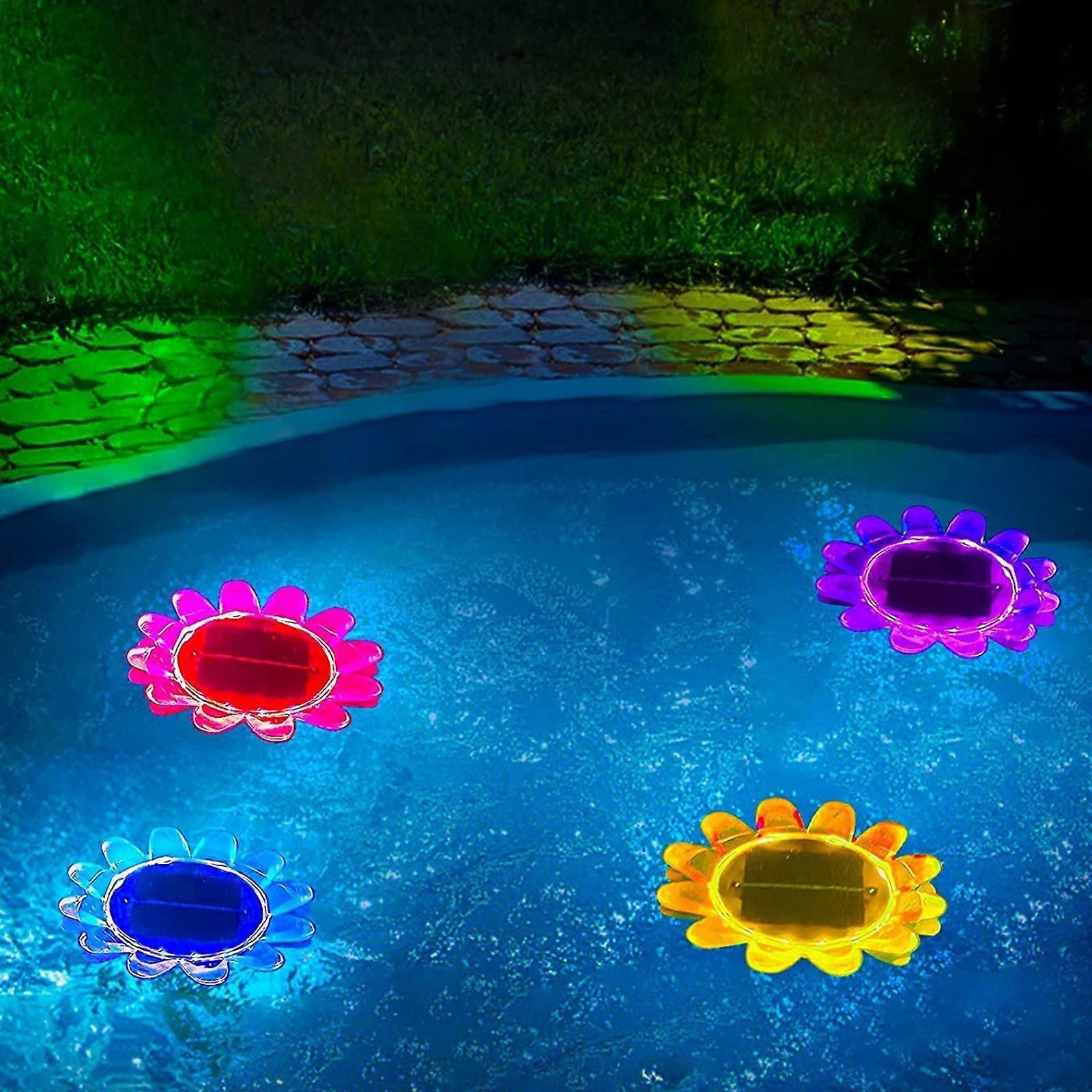 Solar Floating Pool Light Flower Shape Swimming Pool Light Submersible Floating Lamp For Garden Pool Pond Decoration Family Picnic