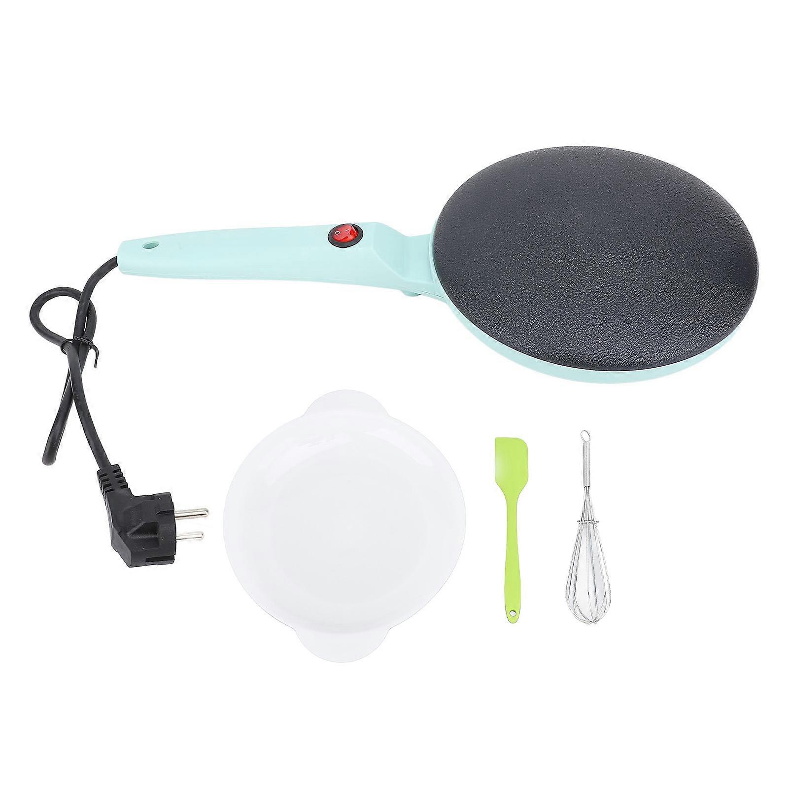 Electric Auto Temperature Control Non Stick Dipping Plate 8 Inch Crepe Maker Machine with Silicone Spatula Egg Whisk Green Base