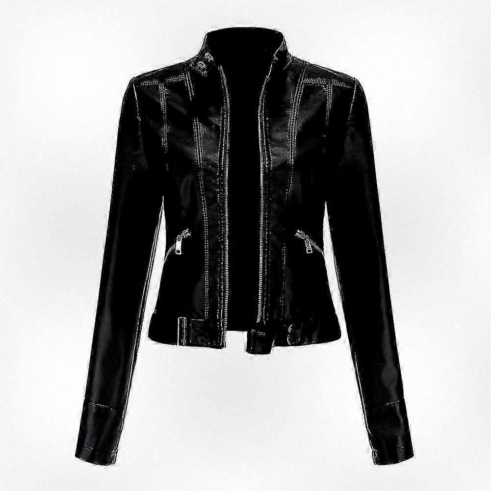 Cappotto da donna in ecopelle aderente con zip