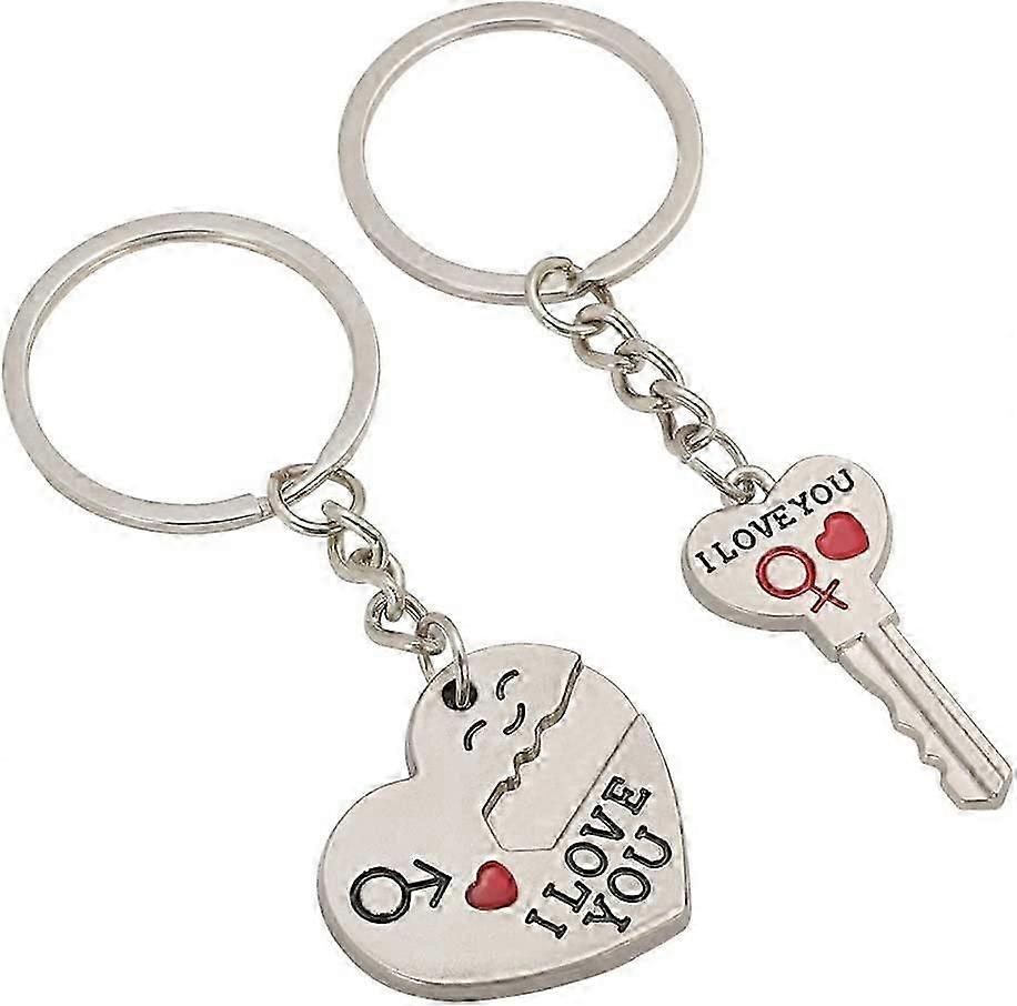 バレンタインキーホルダーペア - I Love You Heart & Key Chain Ring - カップルキーホルダー - 彼氏のガールフレンドのためのかわいいギフト 彼 彼女 - 夫へのプレゼント