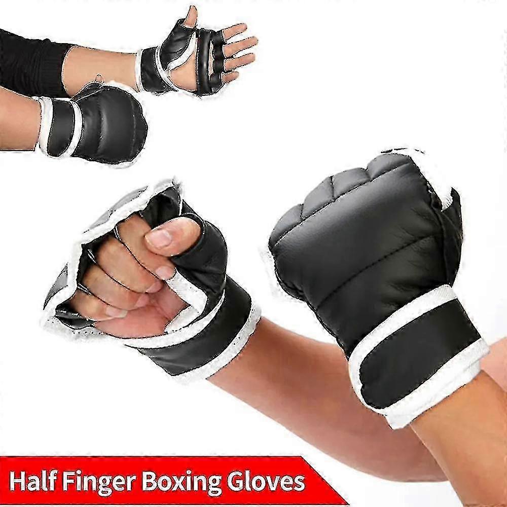 Thai Half Finger Boxing Training Gloves with PU Lining for Workout