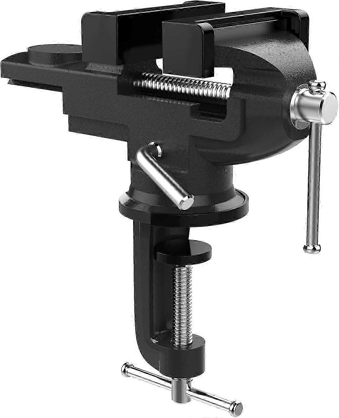 Jaw Width 70mm Bench Vises, Vise with 360 Degree Swivel Base, Table Clamp for Woodworking Metalworking Sawing - Black