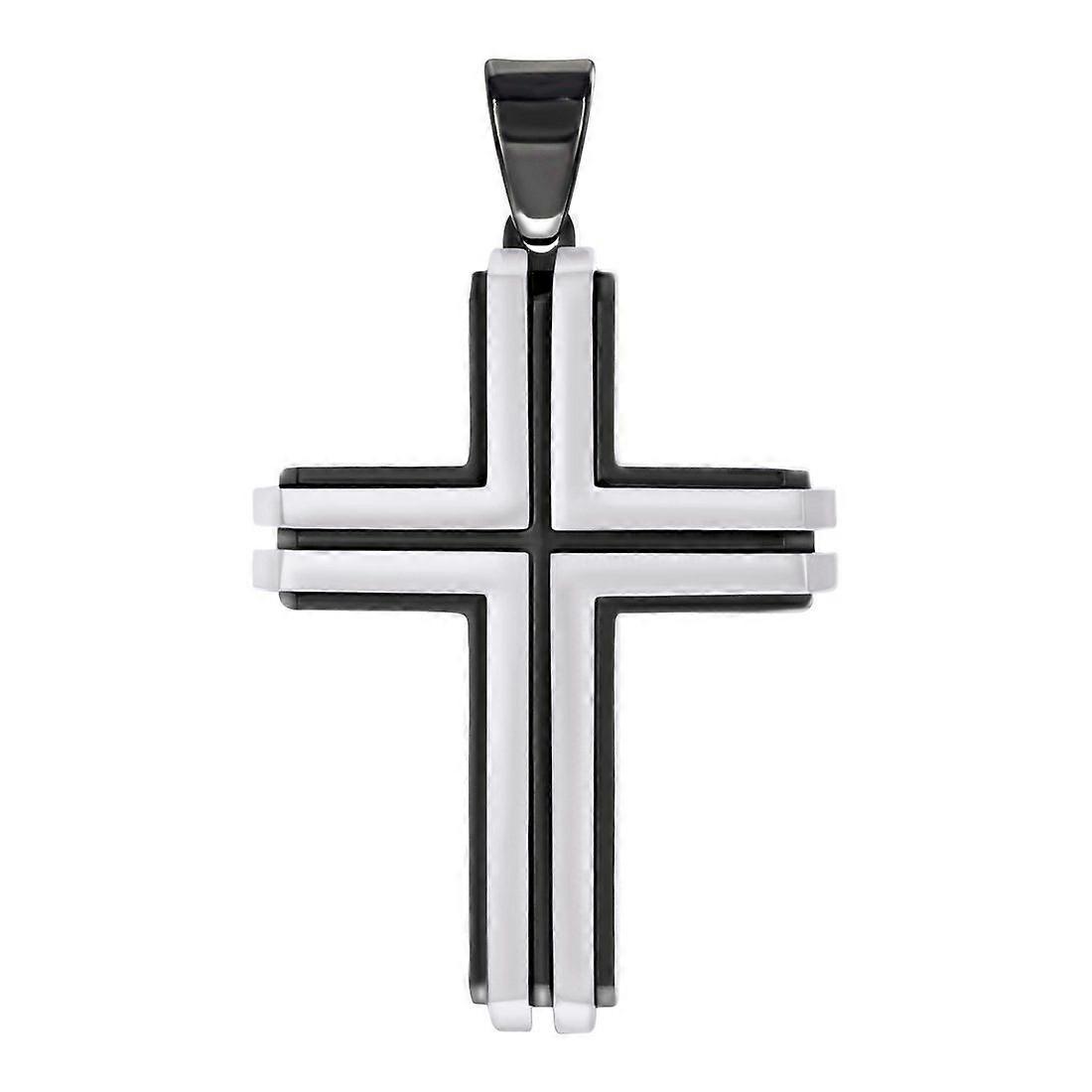 ステンレス鋼ブラックトーンメンズクロス宗教チャームペンダントネックレス男性用