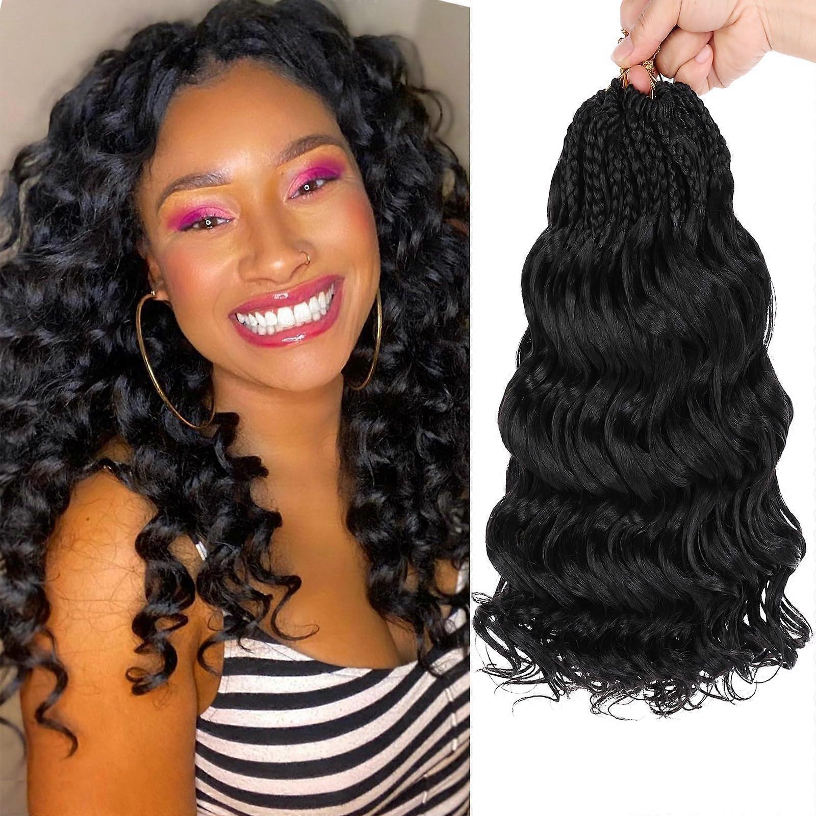 Curly Crochet Hair 12 Inch 8 Packs Pre Looped Synthetic Ocean Wave Braids for Women Black Short Boho Deep Wavy Style