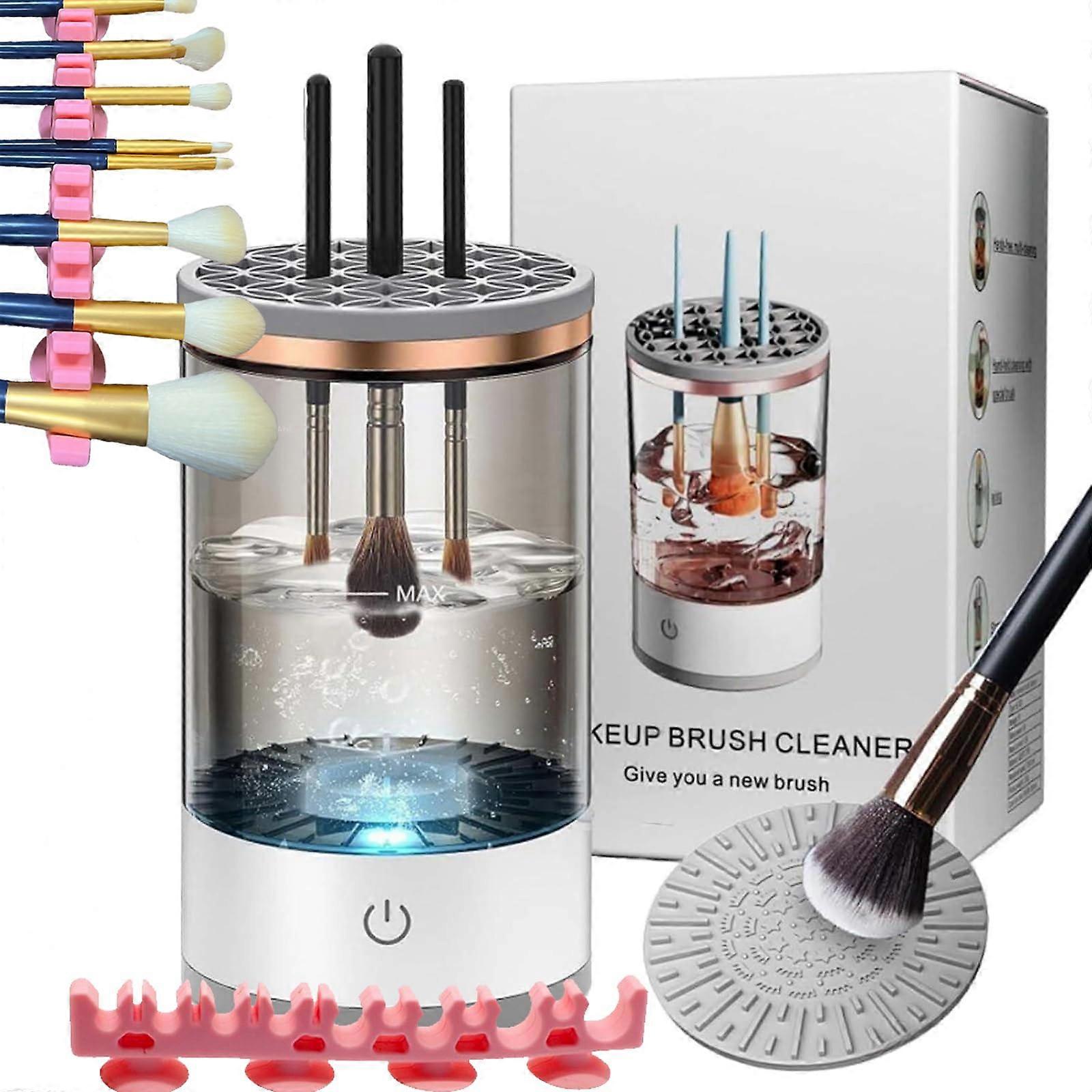 Makeup Brush Cleaner Machine, Electric, Efficient Deep Cleaning for All Size Brushes (White)
