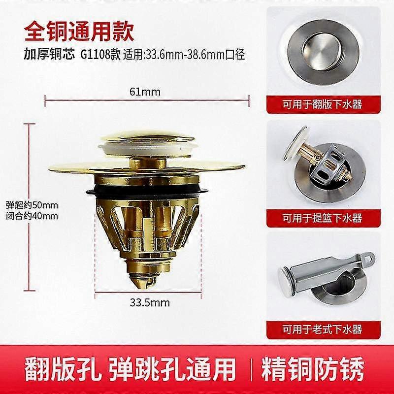 universellt popup-diskbänksavlopp, anti-blockerat avloppsfilter, lämpligt för olika köks- och badrumshandfat, rostfritt stålmaterial