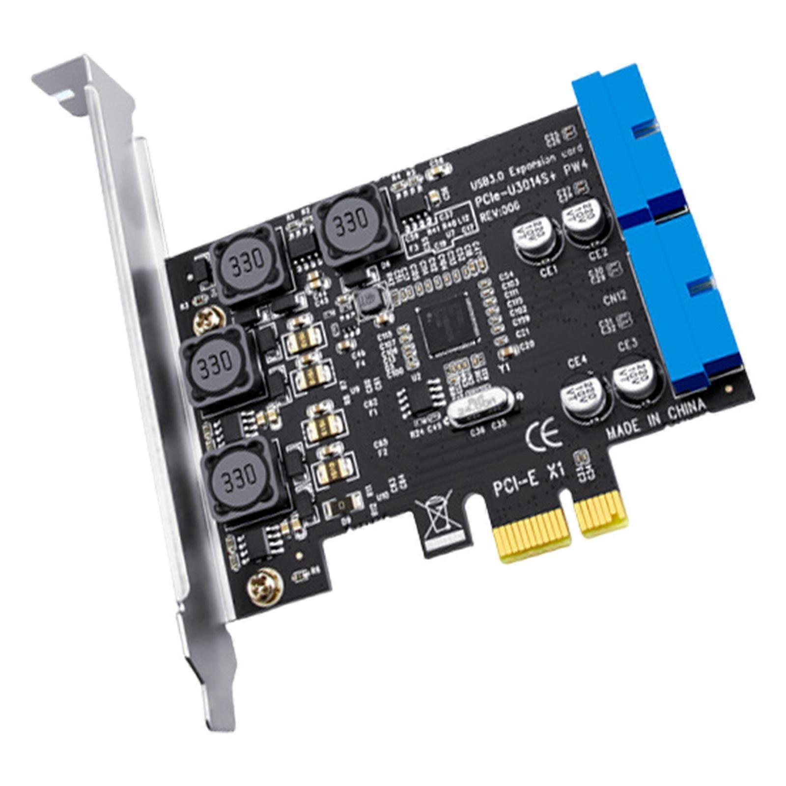 4 Port PCIE to USB 3.0 Expansion Card Low Profile Bracket USB Hub Controller Adapter with 0.6m Extension Cable for PC