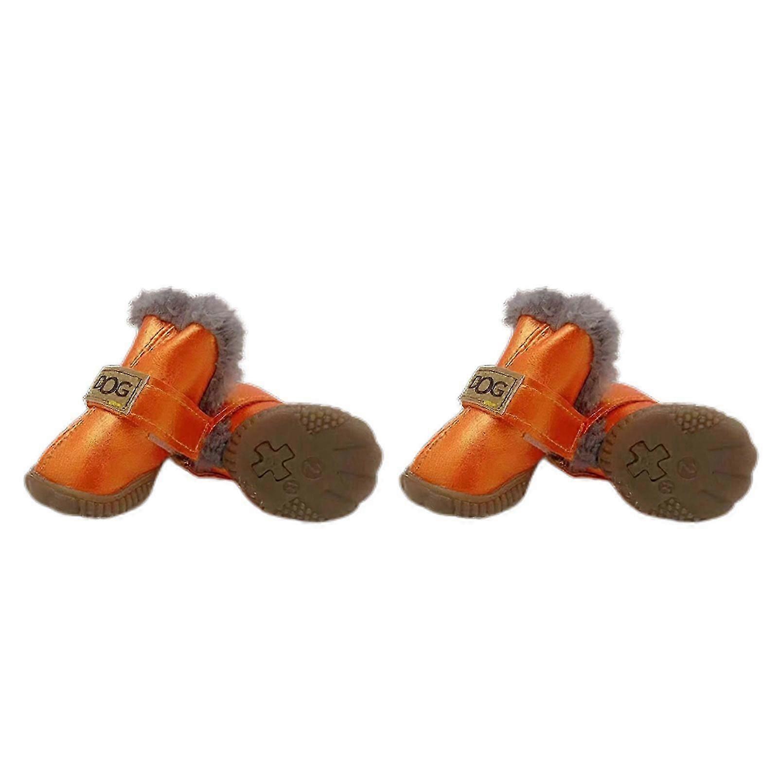 Breathable Dog Boot Warm for Protecting Paws Dog Booties Dog Shoes for Durable Anti-Dirty Straps Non-Slip  Orange 3