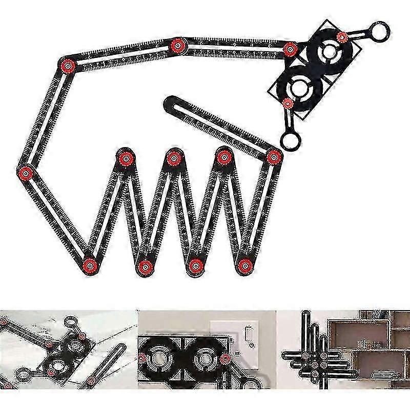 Multi-angle Measuring Ruler12 Sides Accurate Aluminum Alloy Template Layout Tool With PunchDrilling Tool For BuildersCraftsmenCarpentersDiye