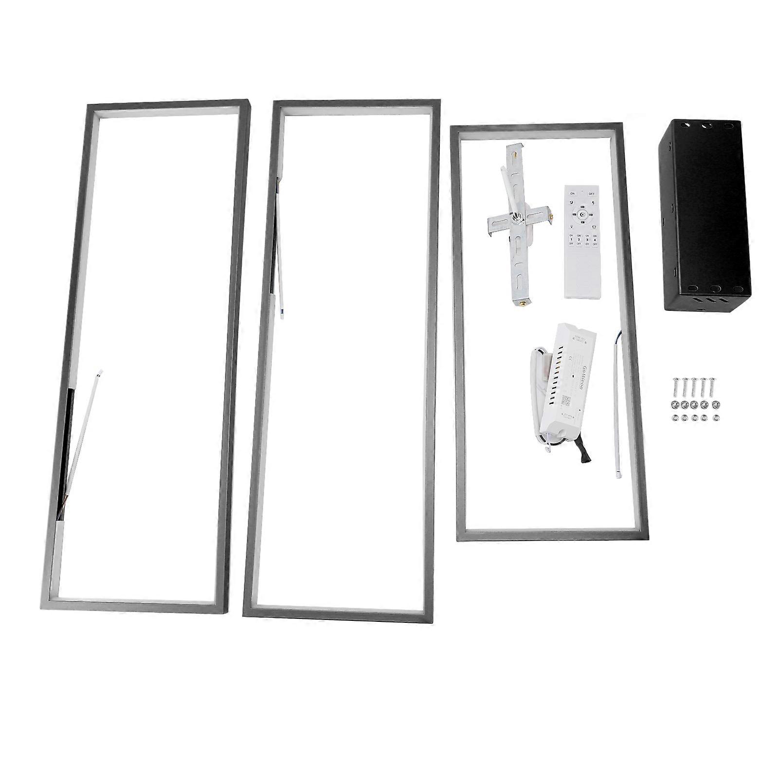 Modern minimalist style LED ceiling light, rectangular, dimmable, recessed, with remote control, memory function, 100-265V, hardwired, black