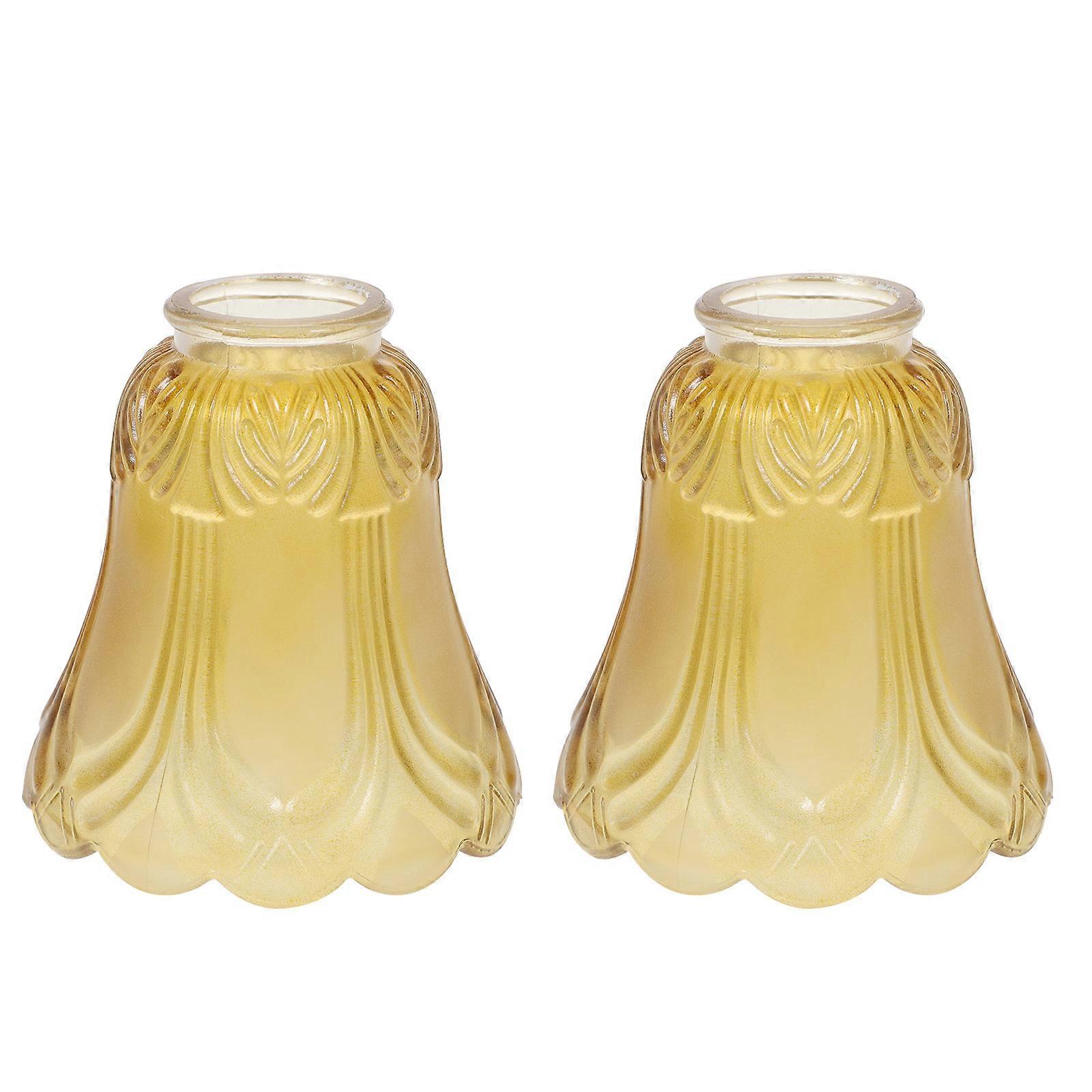 Golden Glass Lampshade for Home Use Durable and Delicate European Style 2 Pieces