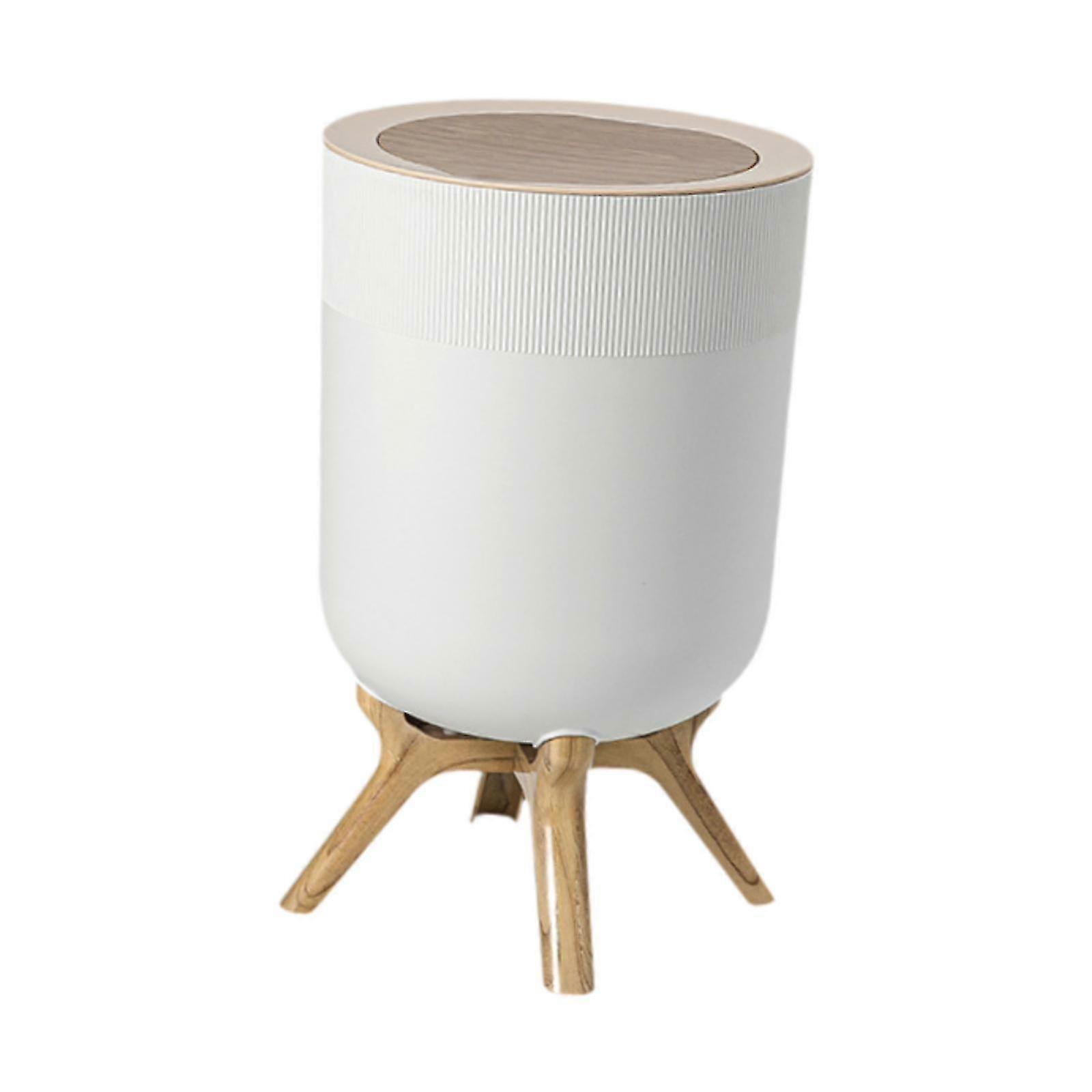 صندوق نفايات أبيض مدمج مع غطاء ، تصميم عصري أنيق للاستخدام المنزلي ، سلة ورقية مثالية صغيرة الحجم