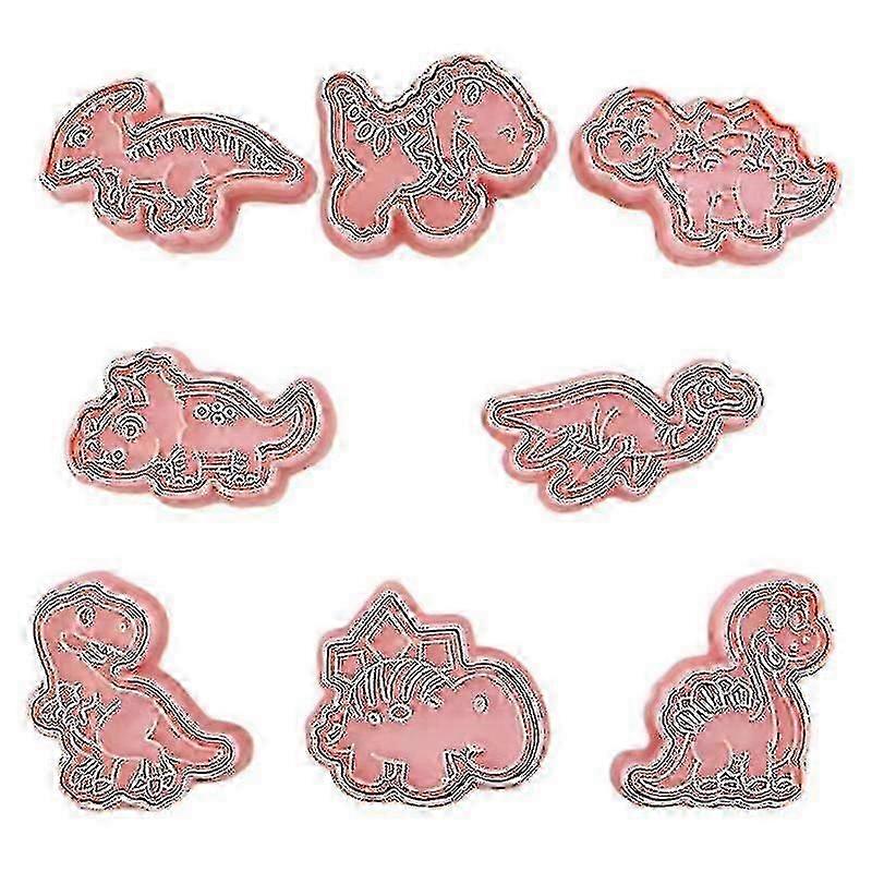 8pcs Dinosaur Biscuit Molds - Anti-Deform PP Baking Tools for Easy Release