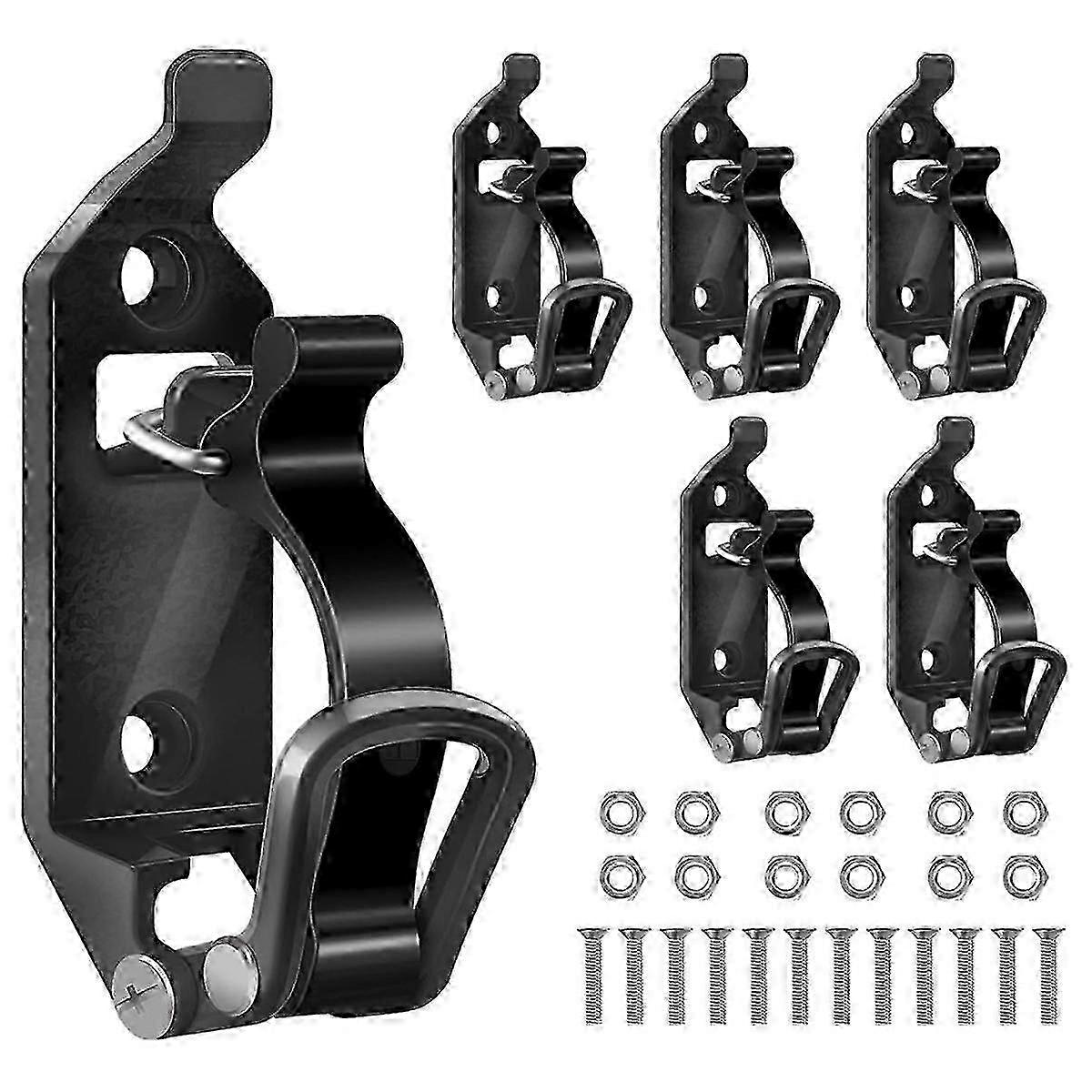 6 قطع سقف رف مجرفة جبل ، أقواس مشبك مطاطية معدنية ، طقم حامل أسود