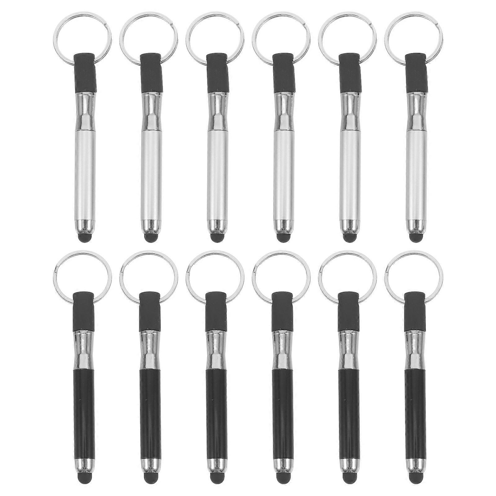 12pcs Pen Shape Key Chains Mini Key Rings Portable Ballpoint Pen Keychain Tools