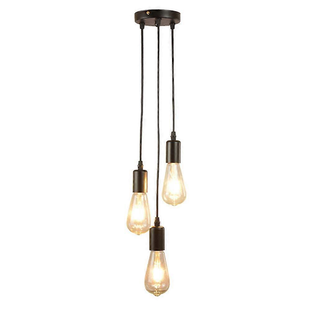 Black 3 Flame Ceiling Light LED Chandelier with E27 socket, Retro Pendant Light