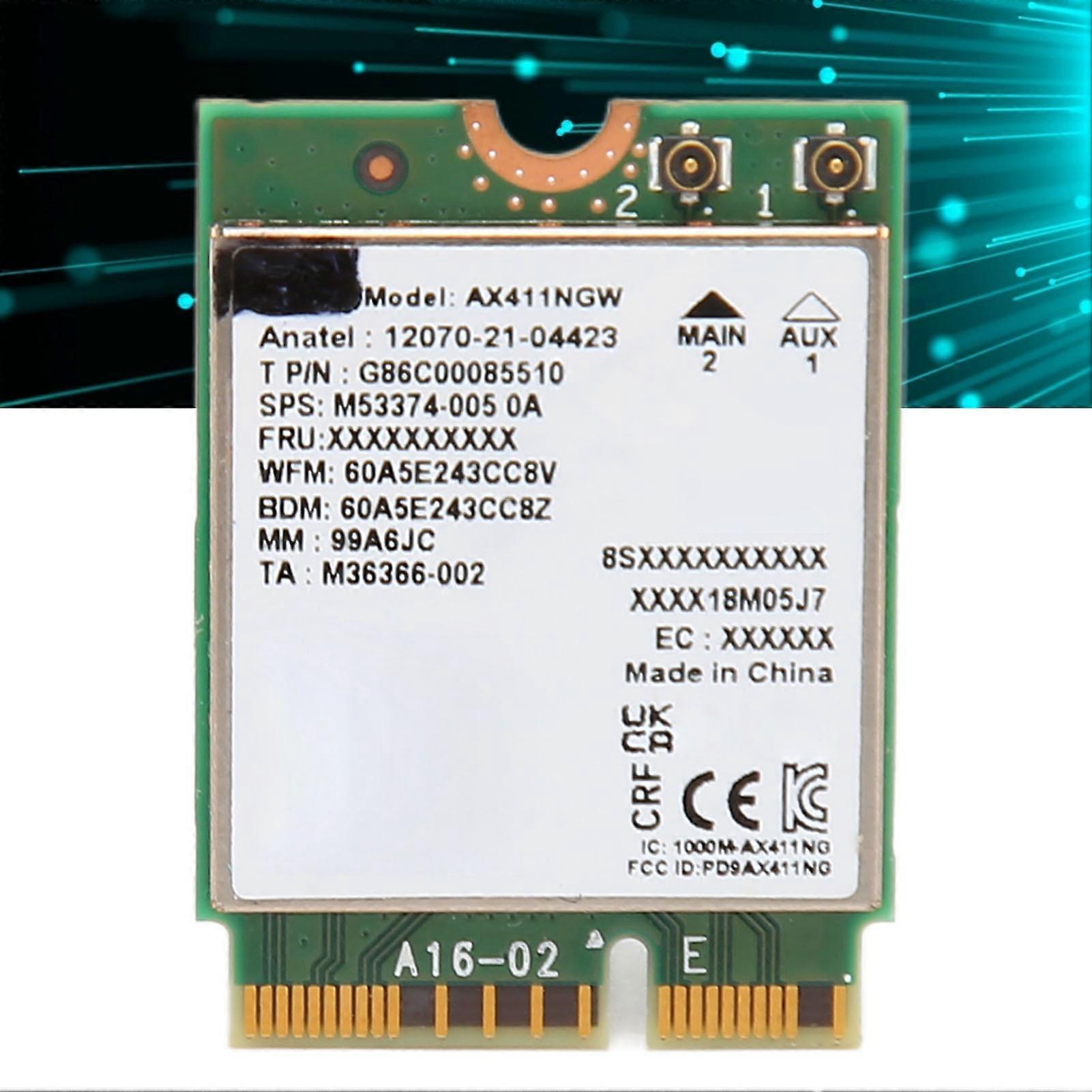 AX411NGW 5374Mbps WiFi 6E Card M.2 NGFF 2.4G 5G 6G Three Bands Bluetooth 5.3 Laptop Wifi Card for Windows 10 11 