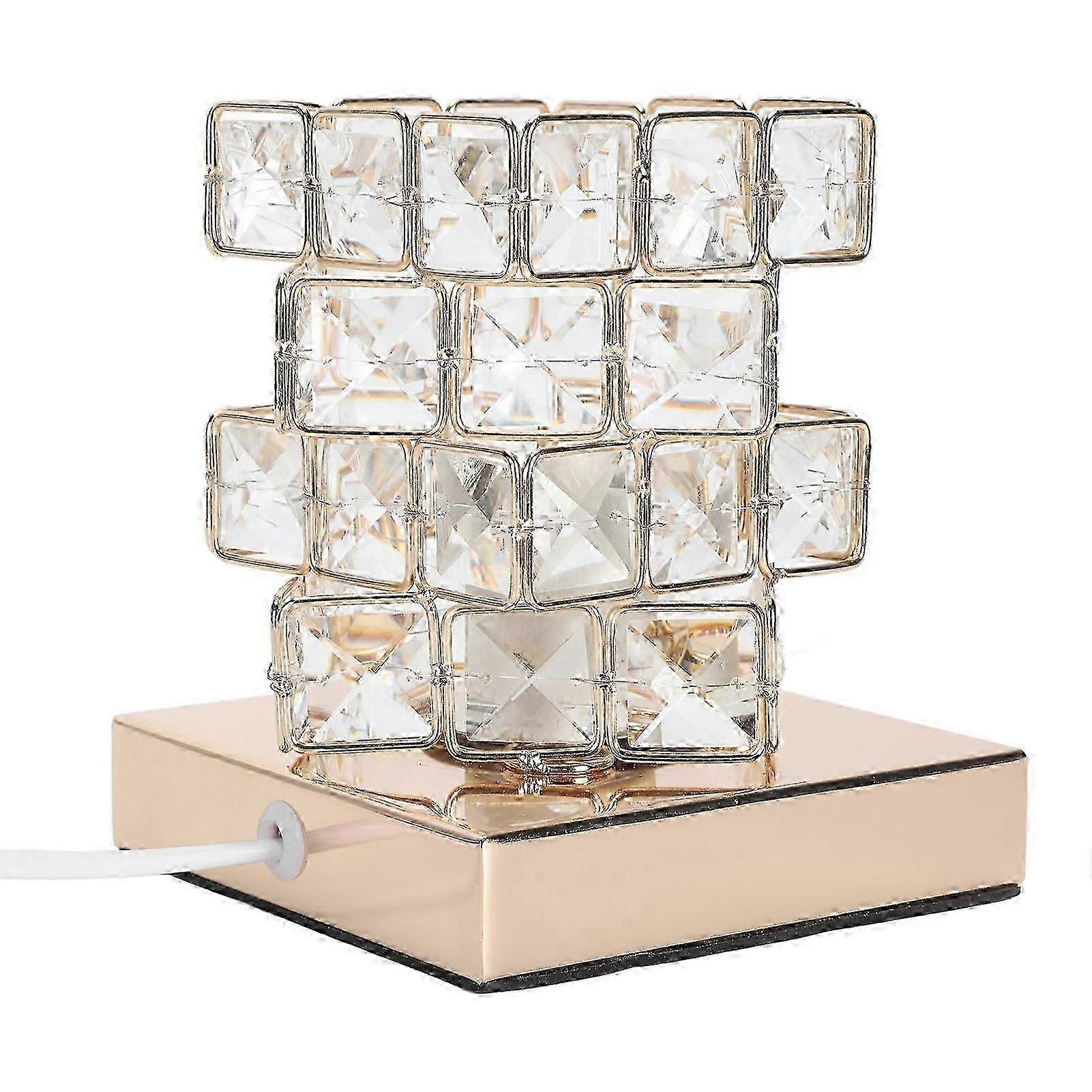 Minimalist Crystal Lamp with Button Control - Decorative Table Light for E26 E27 Bulbs