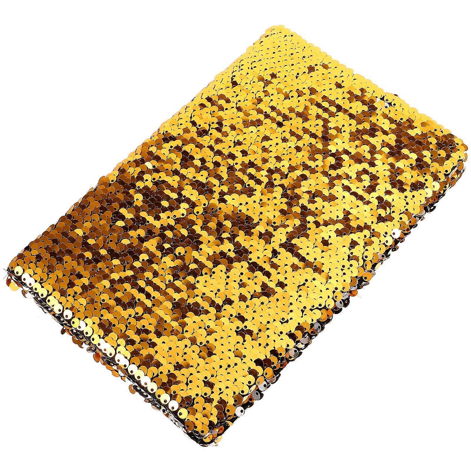 A5 Sequin Notebook Loose-leaf Notebook with Sequin Cover for Diary Journal Travel (Golden and Silver)