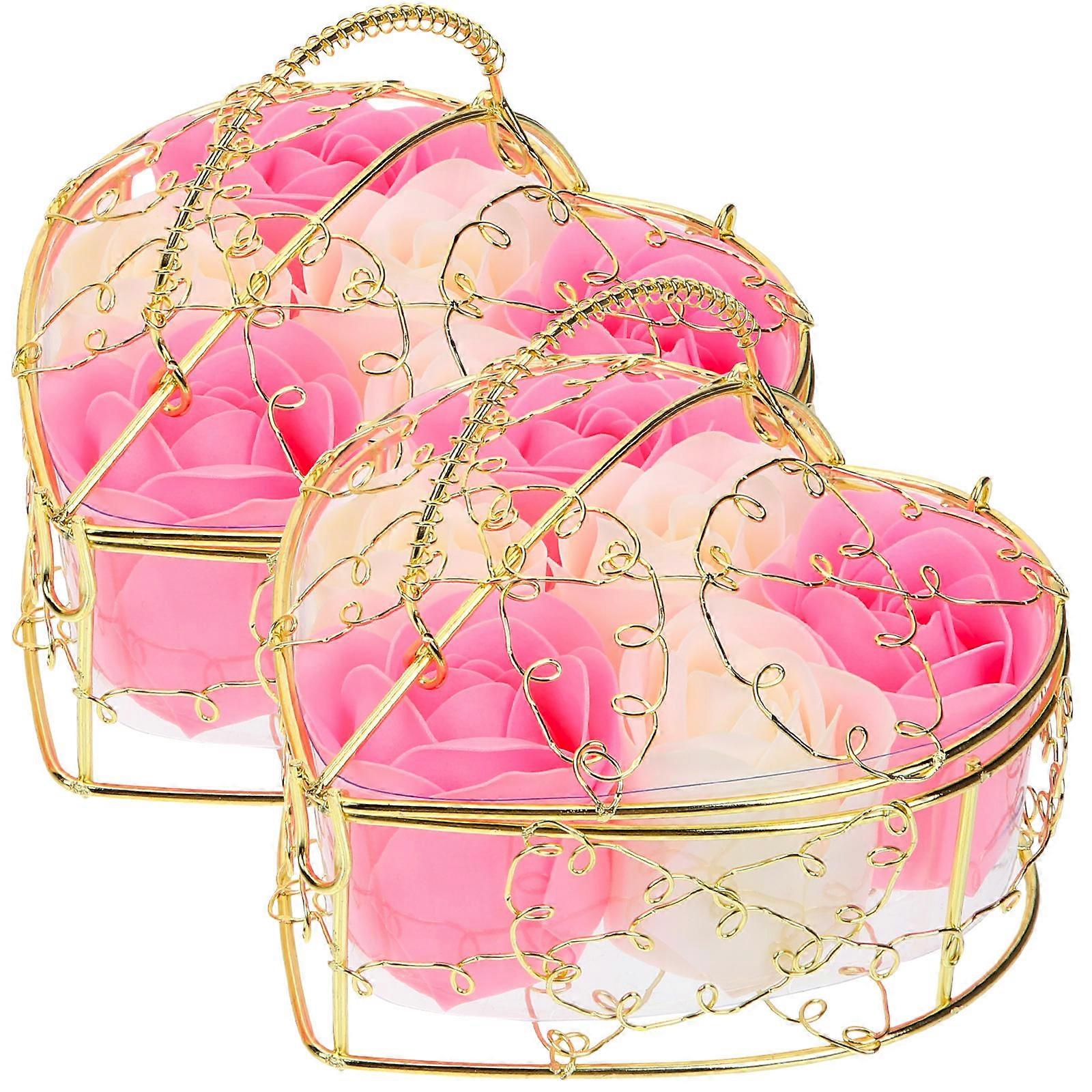 Floral Bath Soap Rose Scented Soap Anniversary Present for Wife White Multi Color Bathroom Use Delicate Design 2Set