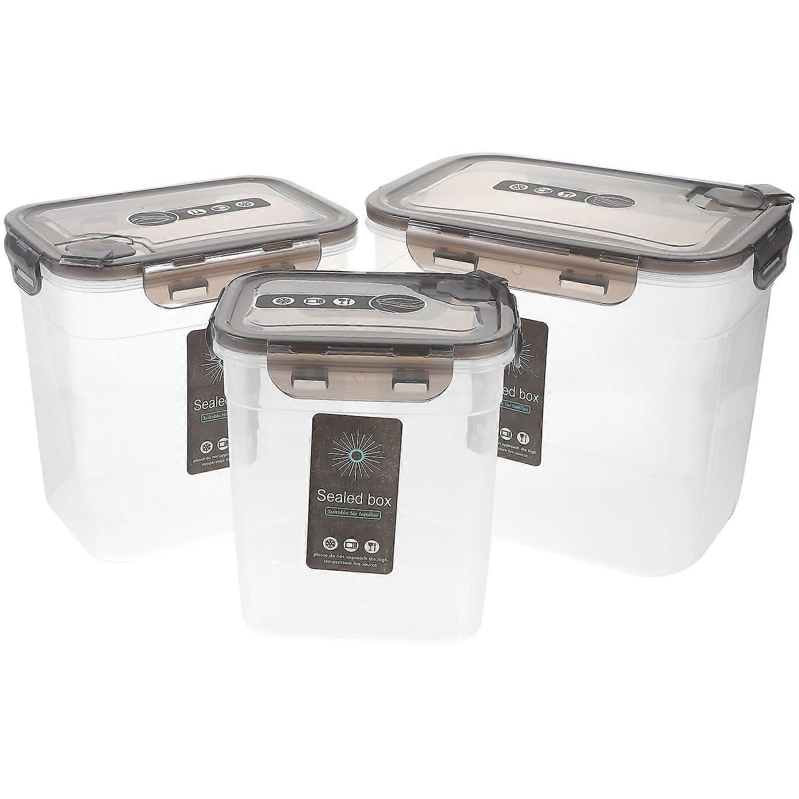 Grains Dispenser Square Stackable Kitchen Storage Canister 3Pcs
