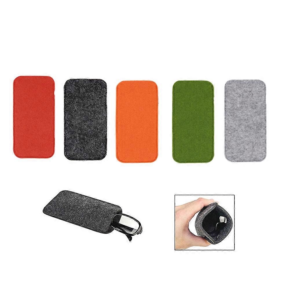 Eyeglass Pouch Felt Glasses Case Travel Storage Bag Dark Gray Portable Scratch Protection 5Pcs