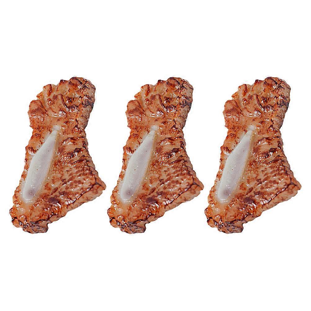 Simulated Steak Rib Meat Models Restaurant Decoration Brown 8.00X4.50X1.00CM Display 3Pcs