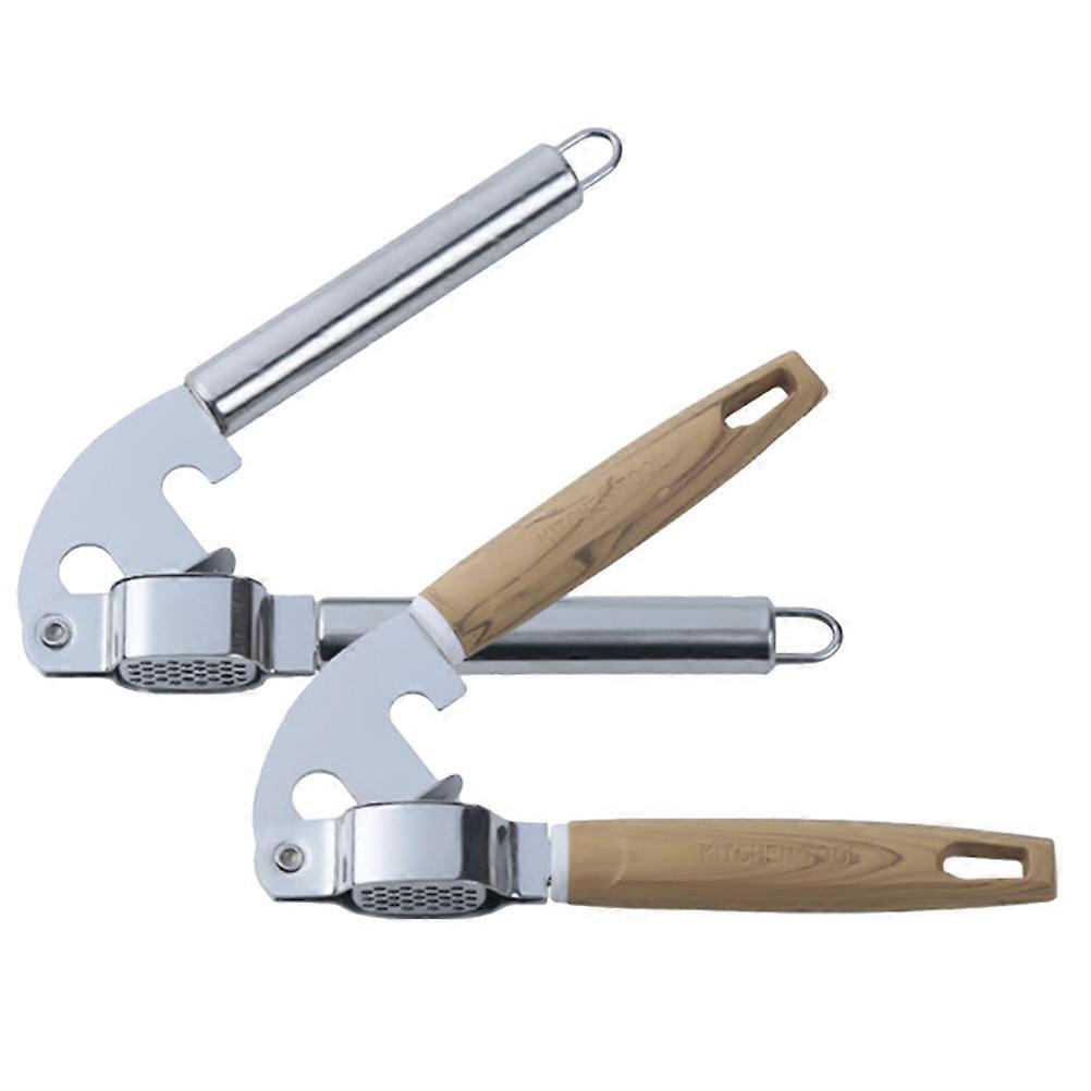 Kitchen Garlic Presser Ginger Squeezer Home Users Multi Function Tool 2Pcs Stainless Steel