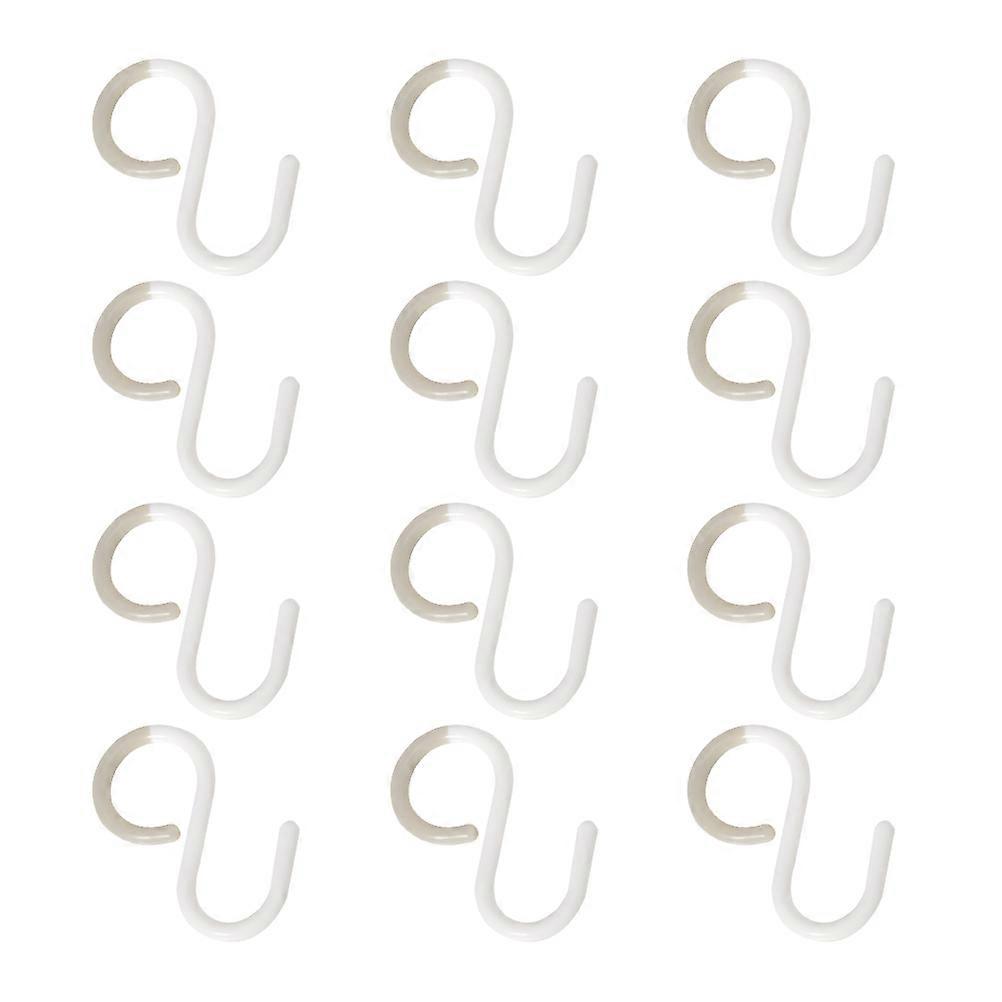 12pcs S Shape Plastic Hooks for Hanging Keys Storage Closet Rod L