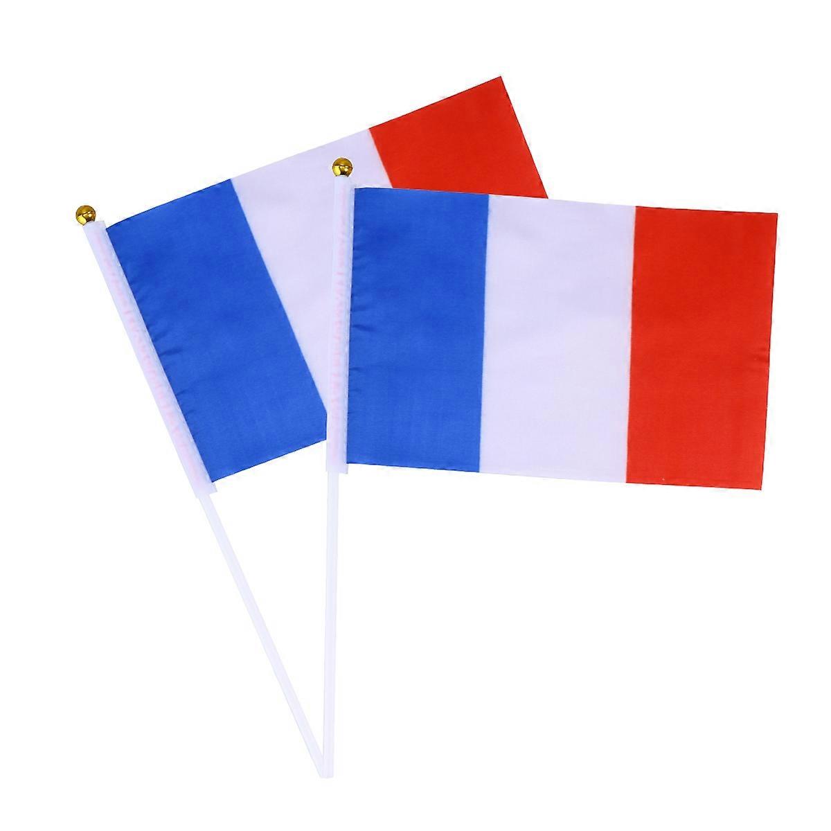 Decorative Flags Hand Held France Flag Waving in Games and Celebrations Red Gold 12Pcs