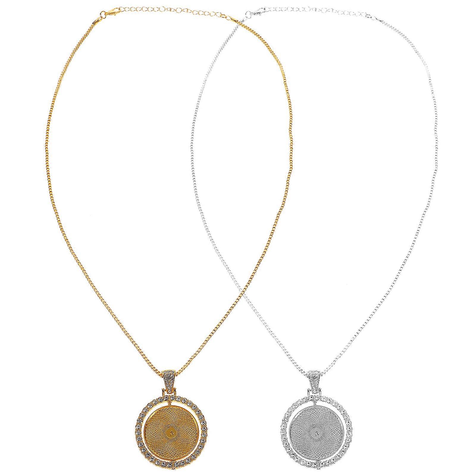 Sublimation Metal Ornaments Metal Necklace Pendants Durable Christmas present Silver 2Pack