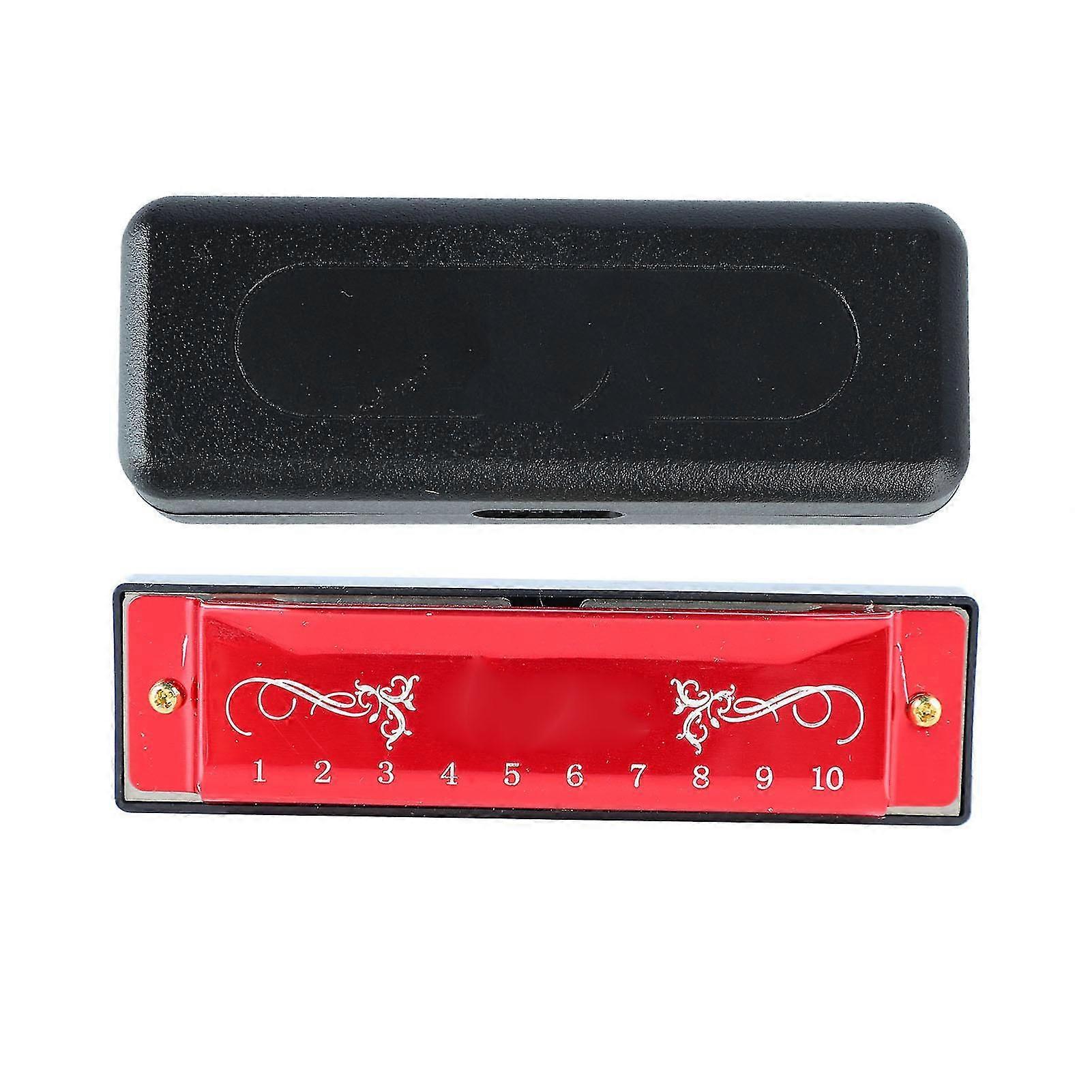 2024 Harmonica 10 Hole 20 Tune C Key Professional Standard Mouth Organ with Case for Kid Beginner Red