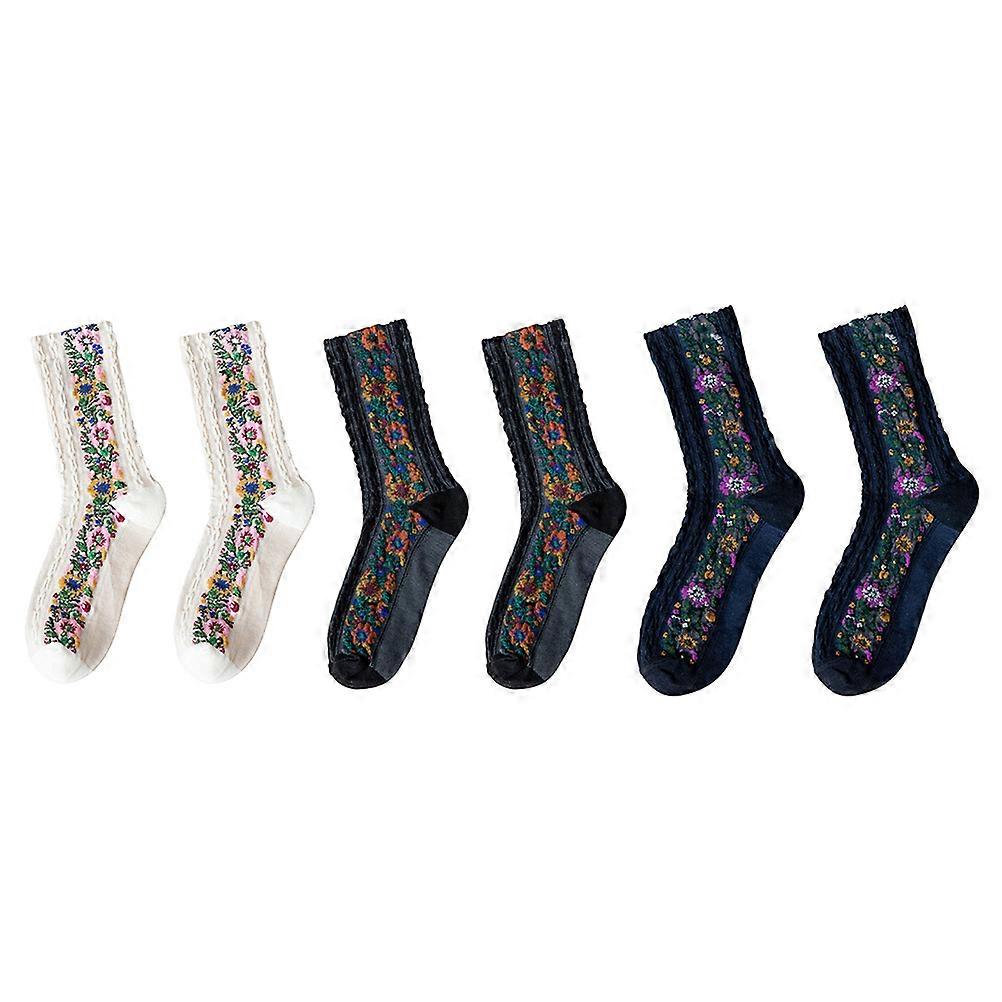 Women Boot Socks Aesthetic Socks Cotton Material Easy to Wear and Take Off 3Pairs